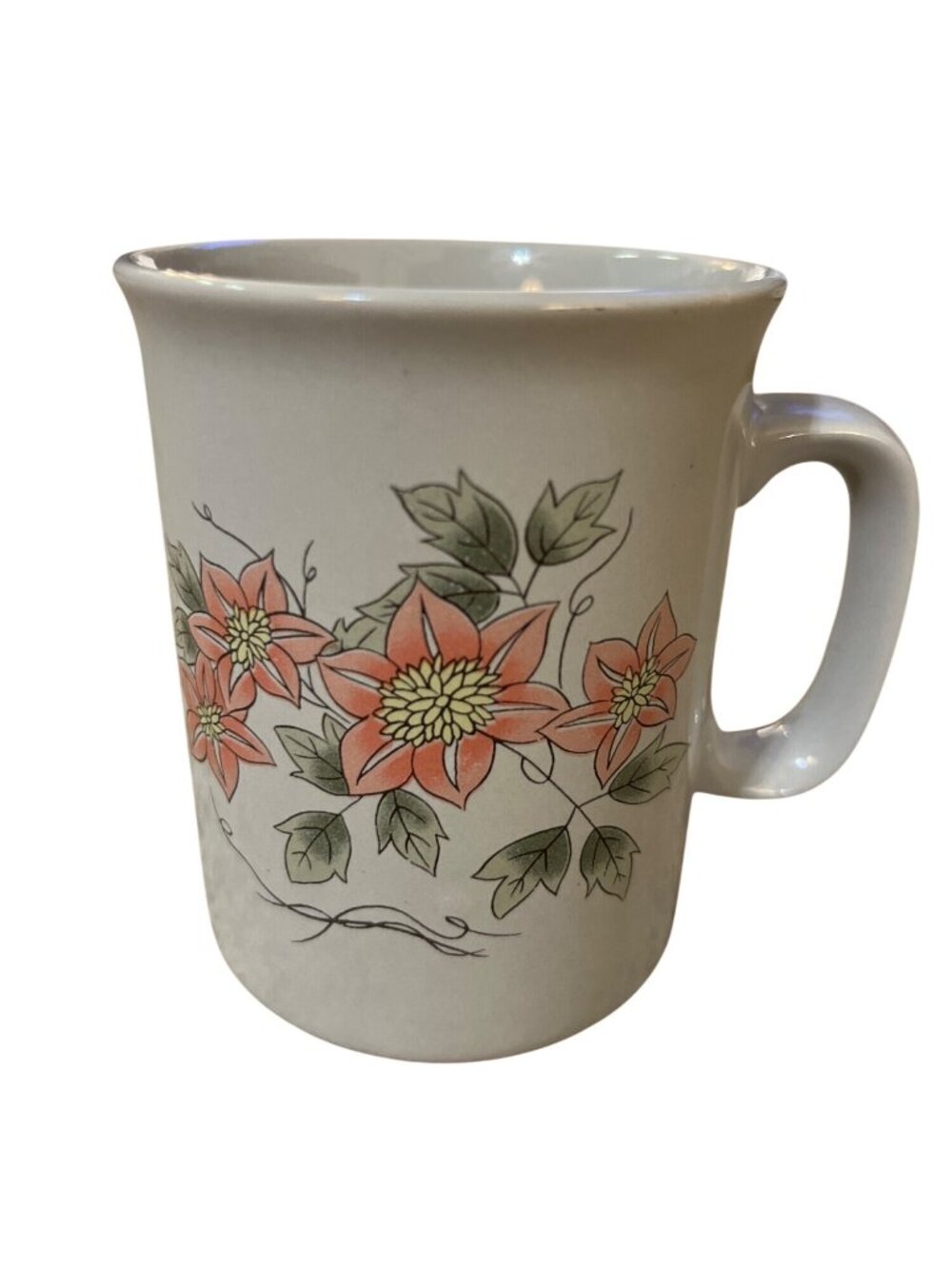 Vintage Cozy Cottagecore Floral Coffee Mug – Festive Winter Used Small